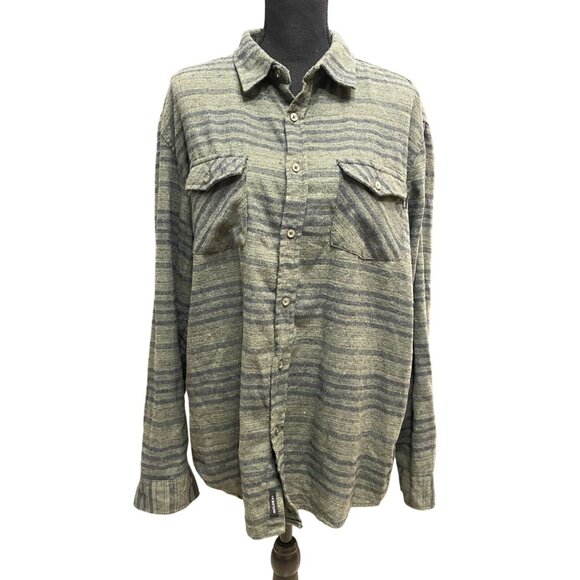 Molokai Surf Co. collared green & navy flannel unisex button down pockets Skater - Picture 5 of 7